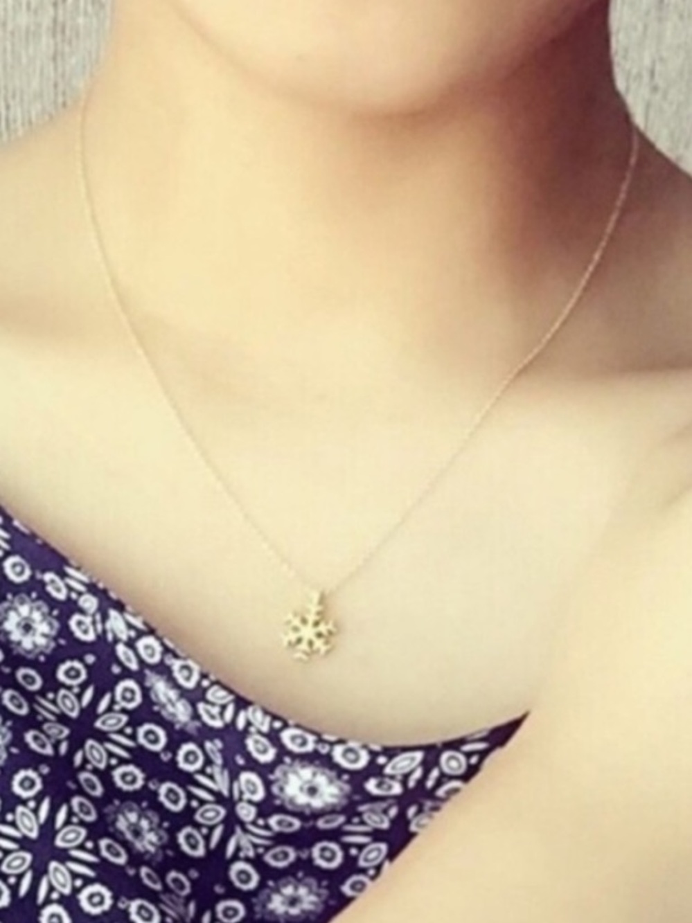 Gold Dainty Snowflake Necklace Gift